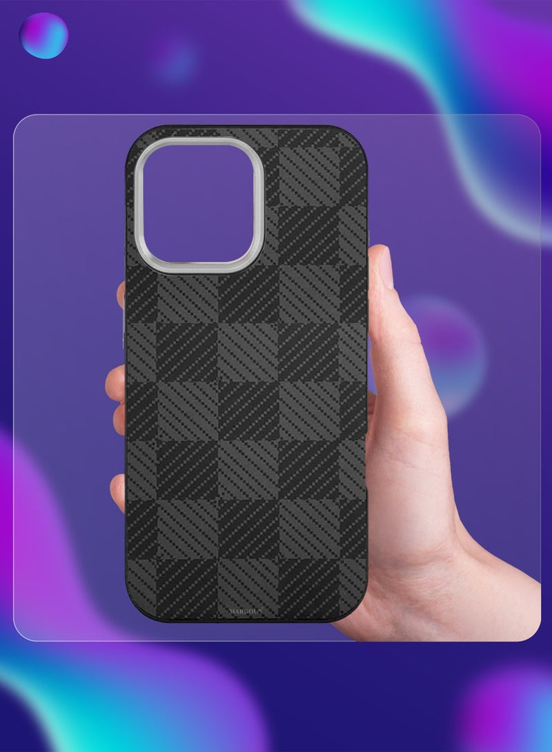 CATANES iPhone 16 Pro Case Cover Carbon Fiber Pattern Phone Case Slim Shockproof Back Cover Black Classic Plaid - Image 5